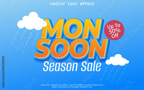Monsoon season sale editable text effect template