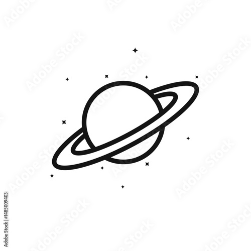 Cartoon lineart saturn planet vector clipart template