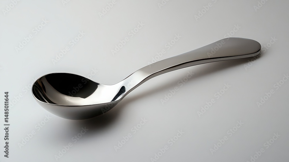 A sleek, stainless steel ice cream scoop with a curved handle. A sleek, stainless steel ice cream scoop with a curved handle.