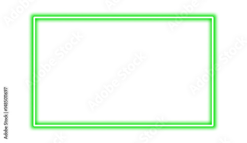 Lime Green neon rectangle shape frame. Vivid glowing neon border isolated on transparent background. Shine glow light electric green neon sign frame. Banner, Mockup, presentation, Design element, PNG