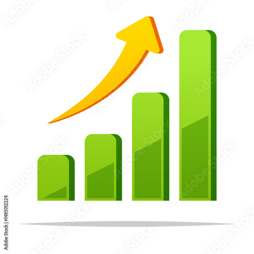 Growth bar chart with going up arrow vector isolated illustration