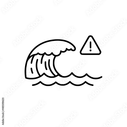 Ocean Wave Tsunami Warning Alert Icon Illustration