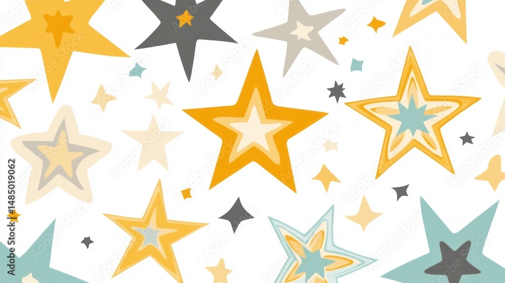 Vector illustration of a seamless pattern with yellow, stars on a white background Vector illustration of a seamless pattern with yellow, stars on a white background