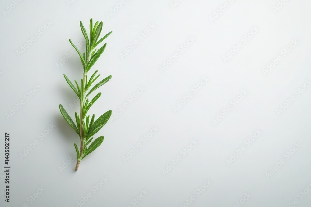 Fototapeta premium Fresh Green Rosemary Sprig on White Background