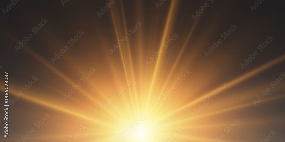 Obraz premium Realistic optical flare and light effect. An explosion of rays and a star flash.