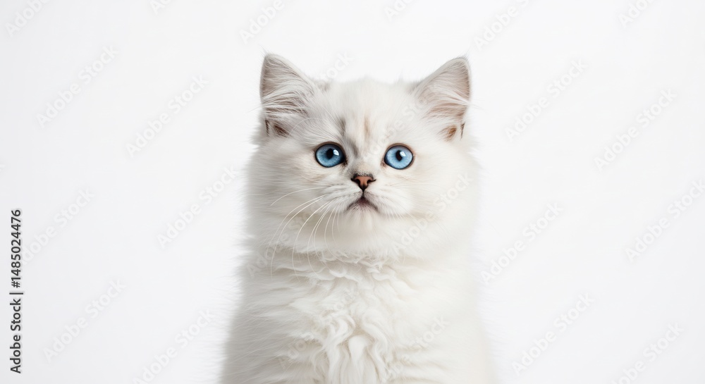 白い子猫、輝く瞳、柔らかな光に包まれて穏やかに佇む. AI Generated 白い子猫、輝く瞳、柔らかな光に包まれて穏やかに佇む. AI Generated