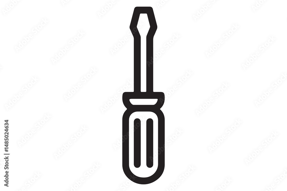 Simple Line Art Illustration of a Screwdriver Simple Line Art Illustration of a Screwdriver