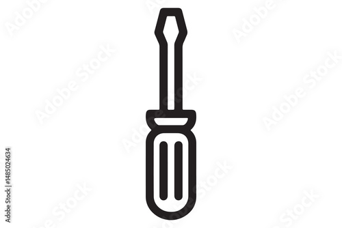 Simple Line Art Illustration of a Screwdriver