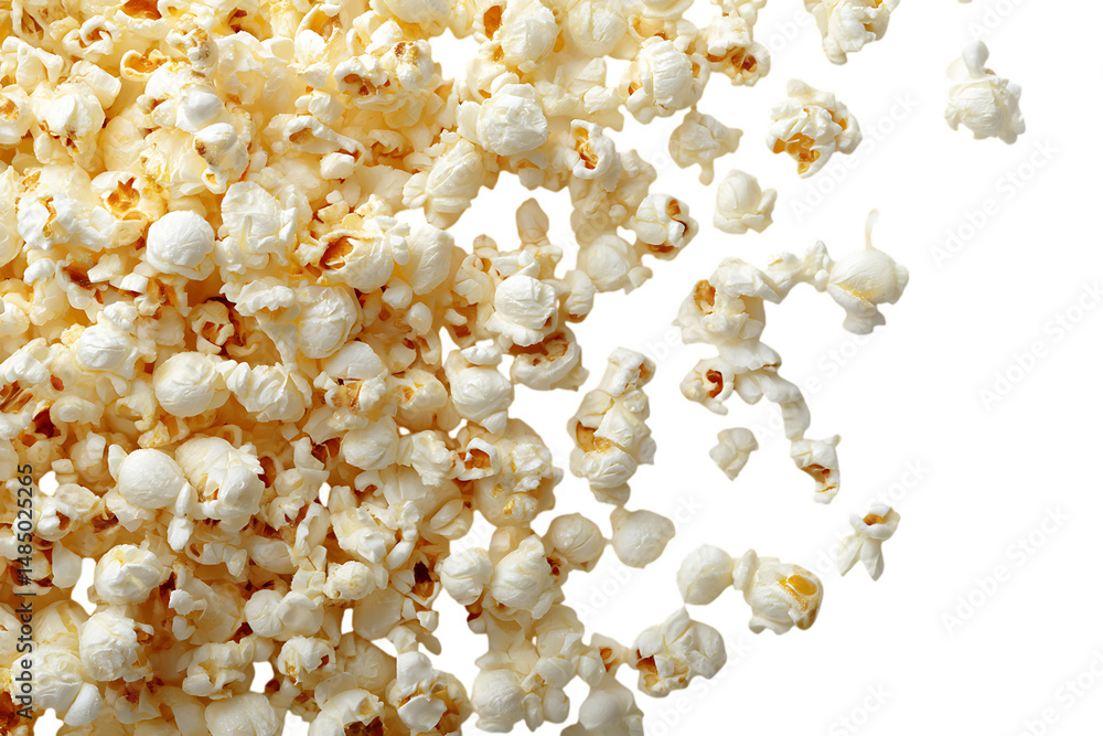 White Background Popcorn Scatter with Clean Presentation White Background Popcorn Scatter with Clean Presentation