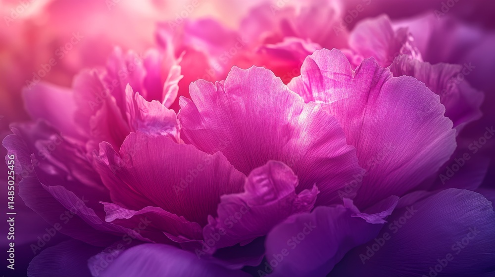 Vibrant magenta peony blooms illuminated by soft light in a serene garden setting during spring Vibrant magenta peony blooms illuminated by soft light in a serene garden setting during spring