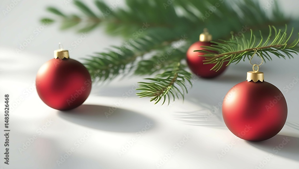 Fototapeta premium Christmas Ornaments with Pine Branch