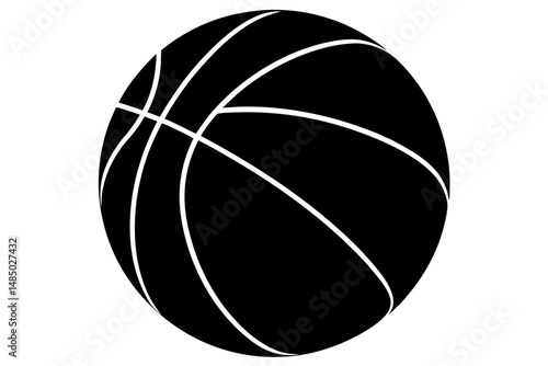 Simple Black and White Silhouette of a Basketball