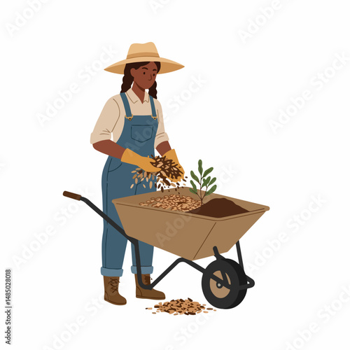 Gardener's labor of love: A woman, hands clasped, tending to her flourishing garden