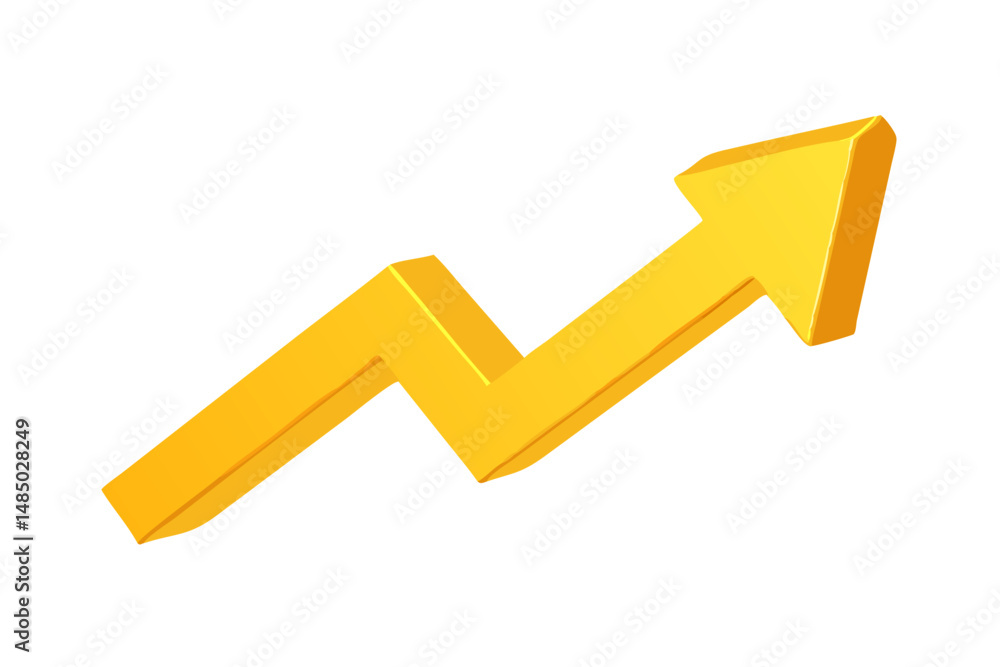 3D Golden Arrow Showing Growth and Progress Upward Trend 3D Golden Arrow Showing Growth and Progress Upward Trend