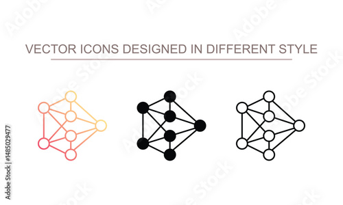 neural network icon design with white background stock illustration