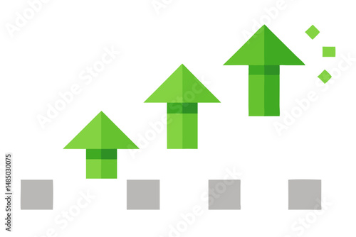 Green Upward Arrows Showing Growth Progress and Success