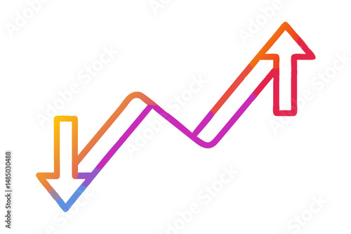 Colorful Arrow Graph Showing Initial Decline Then Significant Growth