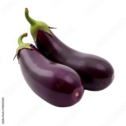 Fresh Eggplants Recipes  Benefits isolated on transparent background