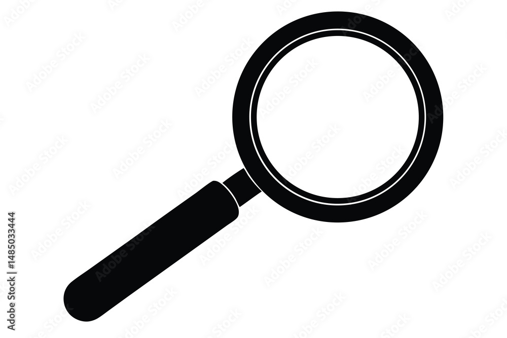 Simple black magnifying glass icon for website or app Simple black magnifying glass icon for website or app