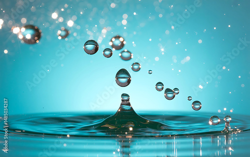 Dramatic macro photograph of water droplets creating dynamic ripples and bubbles