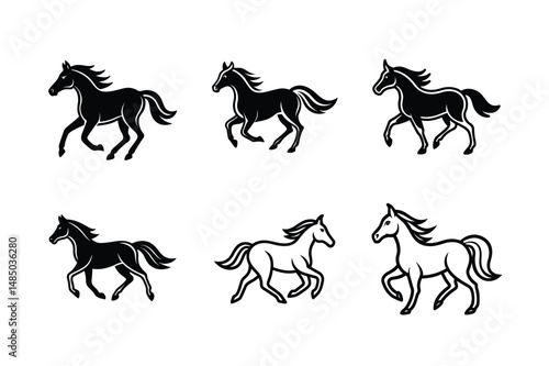 vector of proud black stallion horse