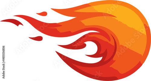 Minimal fireball logo with circle flame wrap – vector template for designers