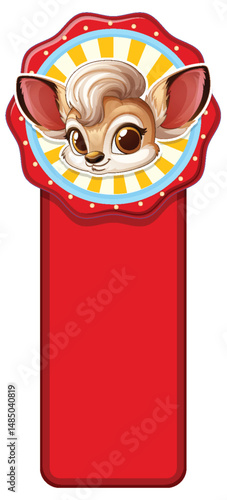 Cute Animal Badge with Red Ribbon