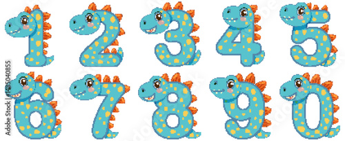 Dinosaur-Themed Number Illustration for Kids