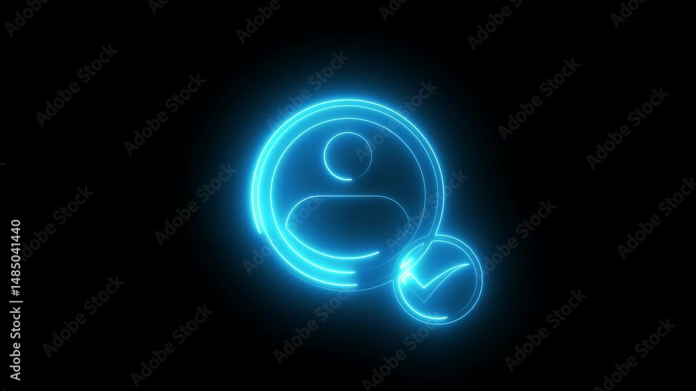 Neon Verified user profile icon with glowing blue checkmark on dark background, verify authentication, account verification, trust, identity security, and digital credibility in online platforms Neon Verified user profile icon with glowing blue checkmark on dark background, verify authentication, account verification, trust, identity security, and digital credibility in online platforms