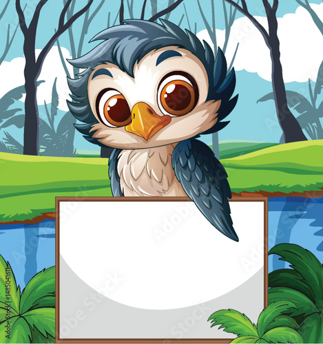 Cute Bird in Forest Scene