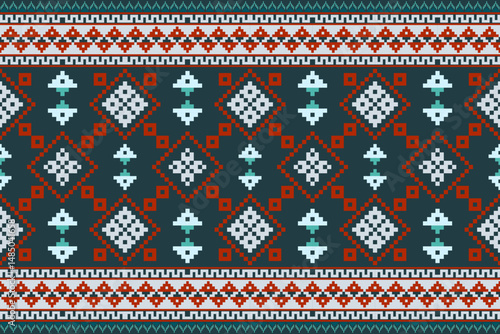 Geometric Pixelated Ethnic Textile Pattern