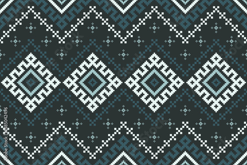 Geometric Pixelated Ethnic Textile Pattern