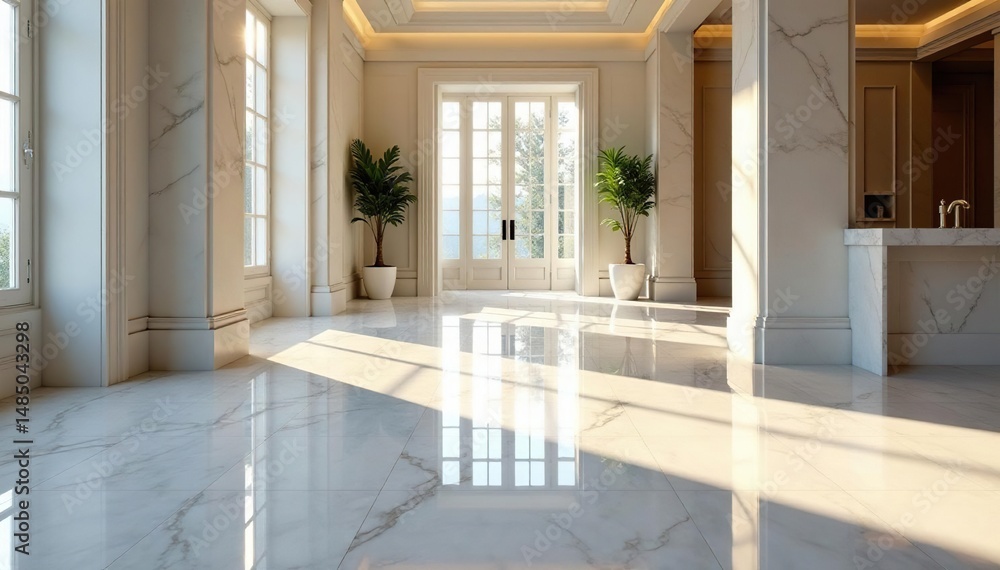 Gleaming marble floor, polished to a high shine, reflecting light , abstract, minimalist, design Gleaming marble floor, polished to a high shine, reflecting light , abstract, minimalist, design