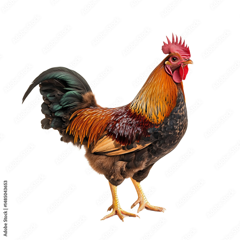 Fototapeta premium a rooster with a red head and black tail