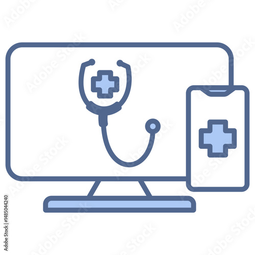 Telemedicine Blue Icon