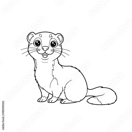 Ferret Outline – Minimalist Line Art of a Playful Ferret for Pet, Wildlife, and Nature Design Projects

