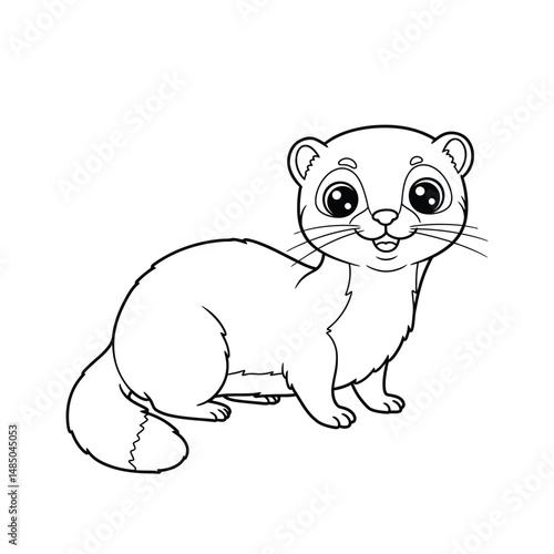 Ferret Outline – Minimalist Line Art of a Playful Ferret for Pet, Wildlife, and Nature Design Projects


