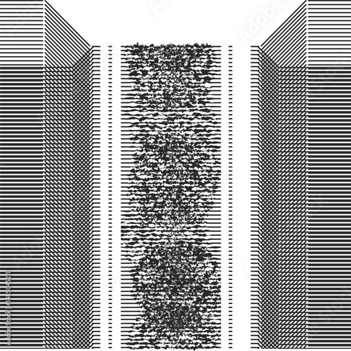 A striped texture with a distorted or noisy midrange and choppy parts.