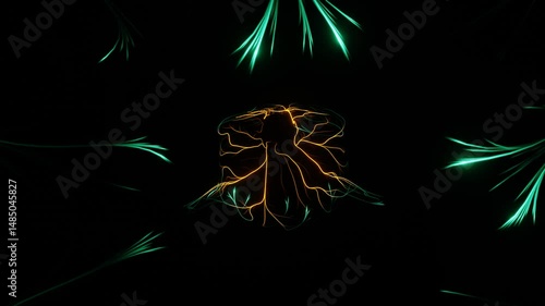 Animierte Lichtstrahlen und Reflexionen.