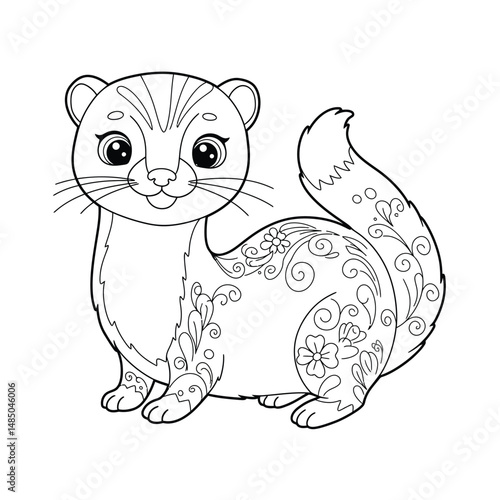 Ferret Outline – Minimalist Line Art of a Playful Ferret for Pet, Wildlife, and Nature Design Projects

