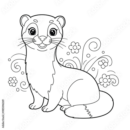 Ferret Outline – Minimalist Line Art of a Playful Ferret for Pet, Wildlife, and Nature Design Projects

