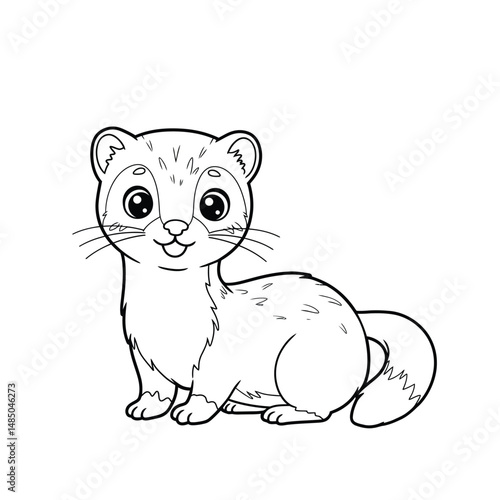Ferret Outline – Minimalist Line Art of a Playful Ferret for Pet, Wildlife, and Nature Design Projects

