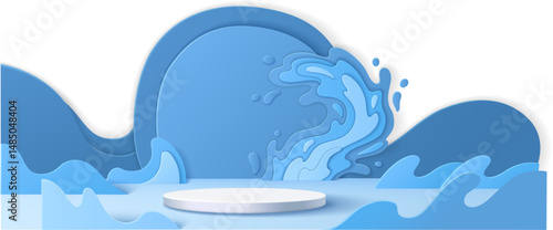 3d Blue Water Podium