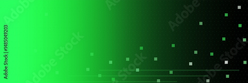 Abstract green and black color background with glowing light and rectangle pattern. Vector illustration.
