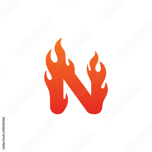 fire shaped letter N company logo vector illustration template design