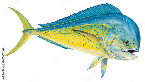  mahi fish isolated on white background PNG. AI GENERATED