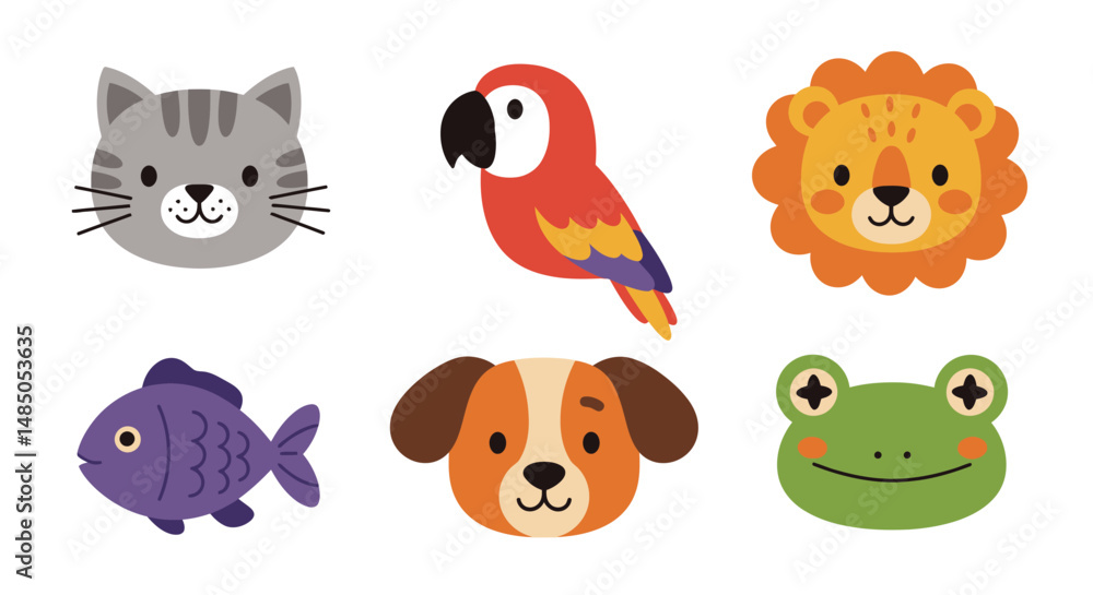 Fototapeta premium Playful Minimalist Illustration of animals, Animal Art for Trendy Decor