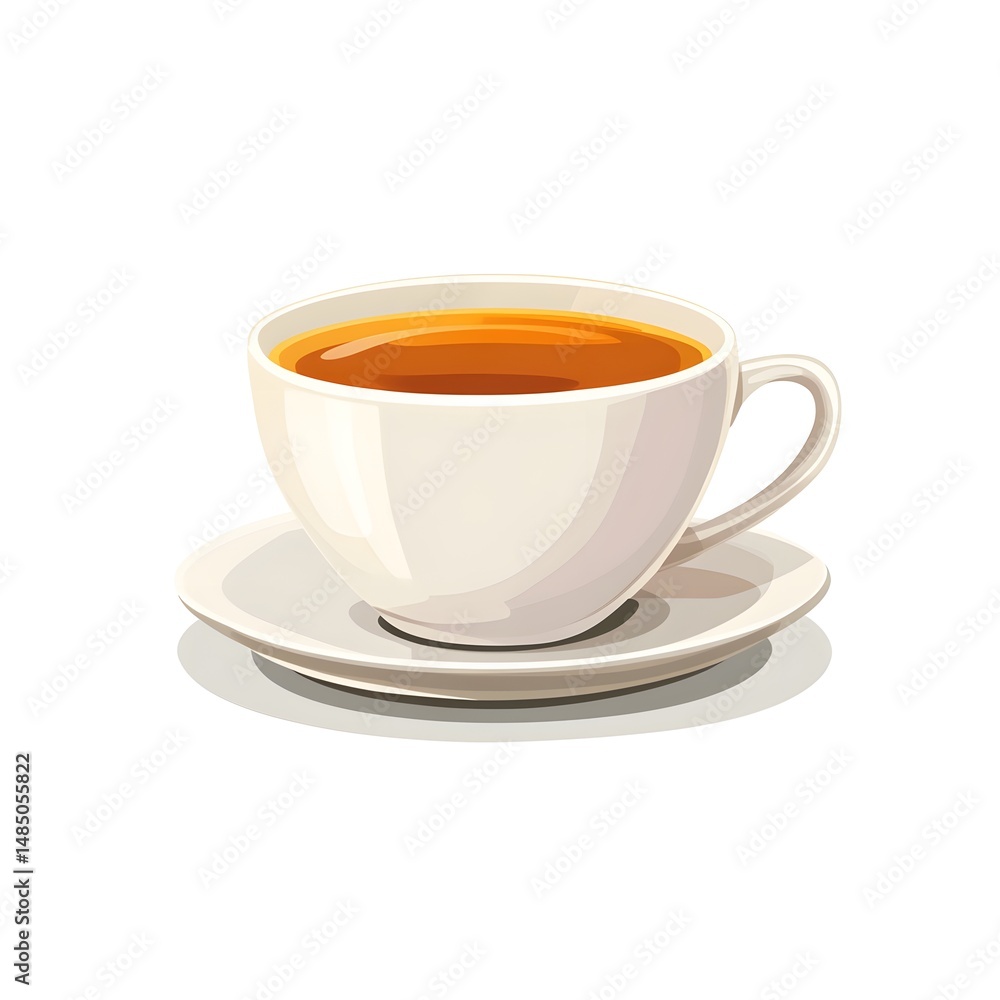 Fototapeta premium Professional Wide Angle Centered Composition of Hot Tea in a Cup on Tea Day