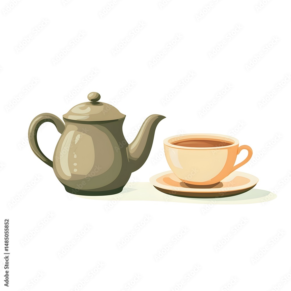 Elegant Tea Day Kettle and Cup Wide Angle Centered Composition for Blogs and Websites Elegant Tea Day Kettle and Cup Wide Angle Centered Composition for Blogs and Websites