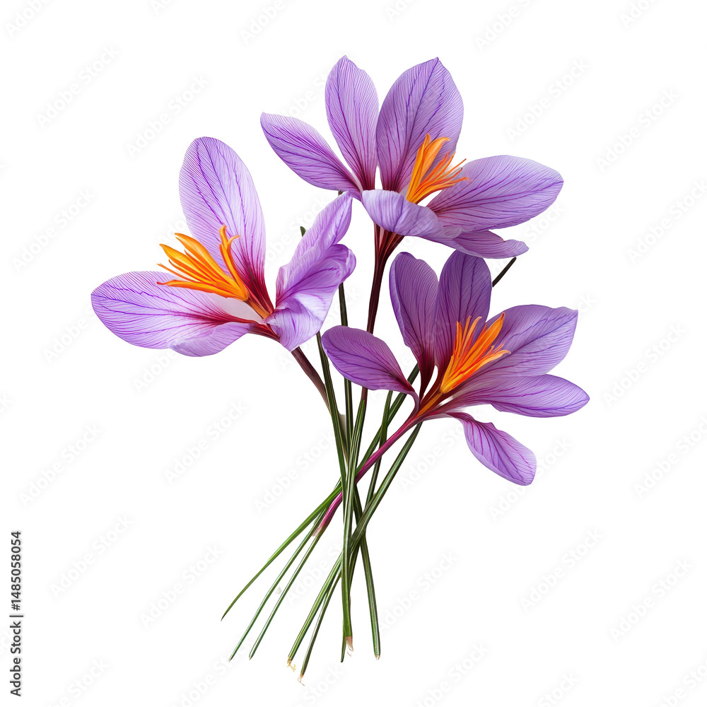 Fototapeta premium Vibrant purple saffron flowers in full bloom showcasing their beauty in a garden setting